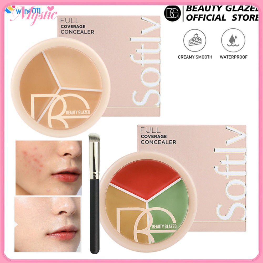 【COD】 [ของขวัญ]beauty Glazed Concealer Cream Natural Matte Three-color Concealer Cover Spots Waterpr