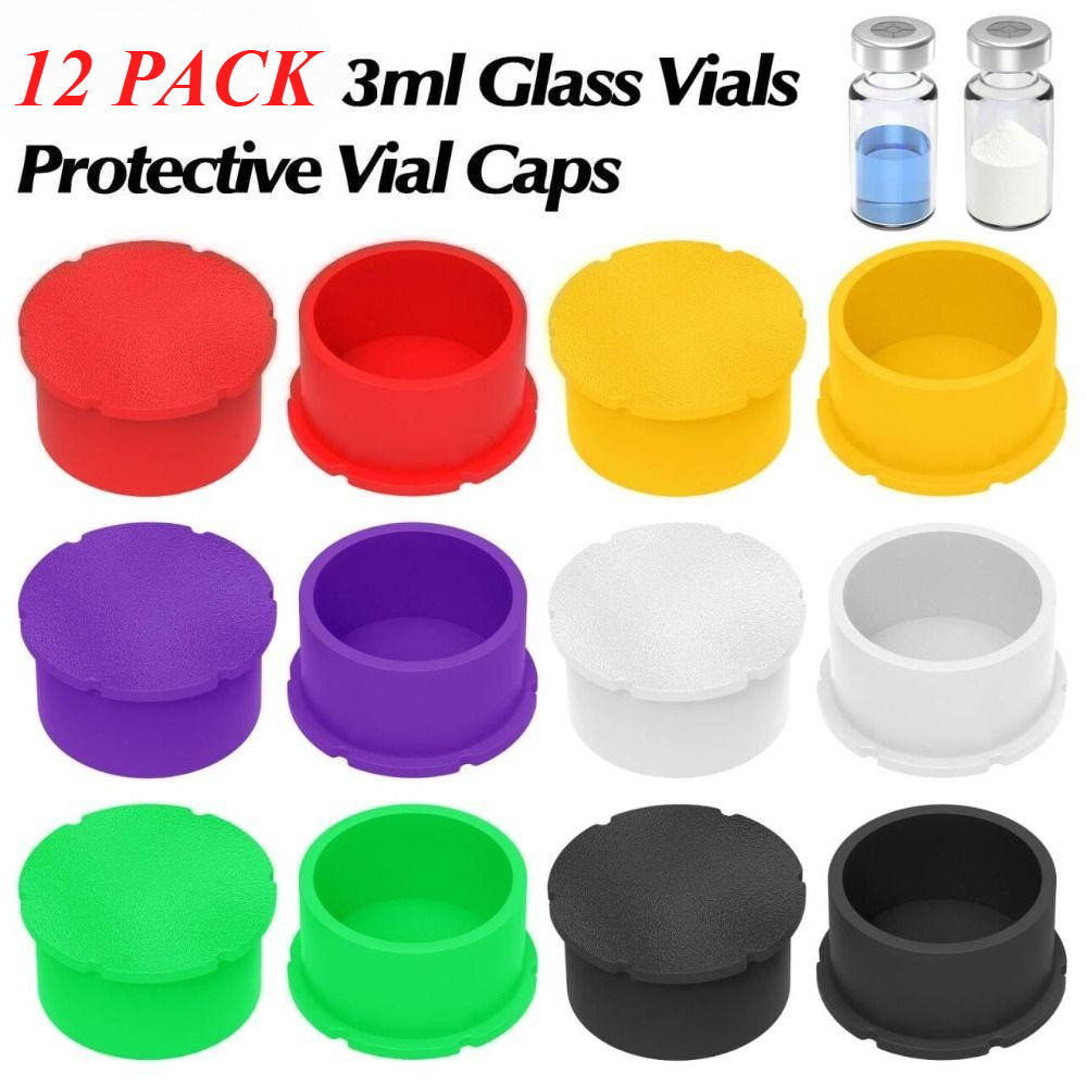 12 ชิ้น/แพ็ครั่วแก้ว Vials ป้องกัน Vial Caps นํากลับมาใช้ใหม่รั่วฟรีขวดฝาครอบปฏิบัติปลั๊กฝุ่นฝุ่นฝุ่