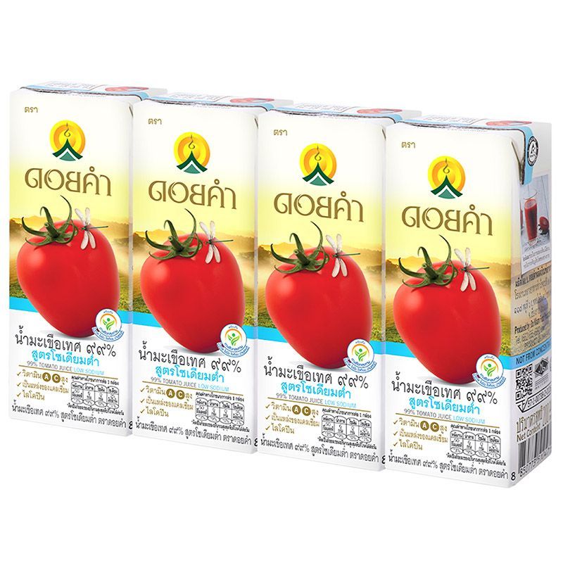ดอยคำน้ำมะเขือเทศสูตรโซเดียมต่ำ 200มล แพค 4 Doikham Tomato Juice Low Sodium Formula 200ml Pack 4 [8850773510488 ]