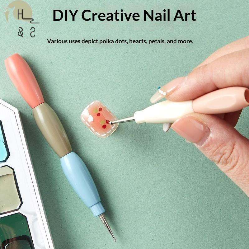 [H&S] Interloable Nail Art Dotting Pen 5 ชิ้น Pa Multicolor Handle DIY เครื่องมือทําเล็บสําหรับผู้เร