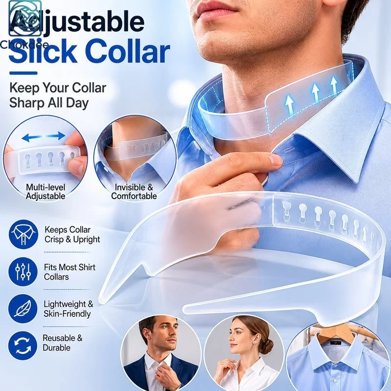 เสื้อยืนคอเครื่องมือ ขนาด16*6CM รักษารูปทรง collar stay ปรับขนาดได้ สีขาว แข็งแรงทนทาน