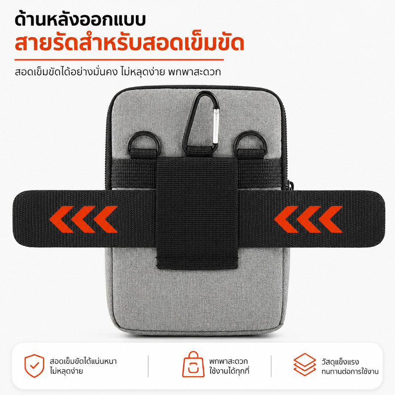 กระเป๋าเอวขนาดเล็ก มีซิปแยก 3 ช่อง รูปที่ 5