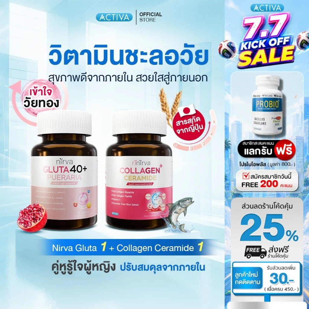 SET Rinirva Collagen/Gluta40+ ริเนอร์ว่า ดูแลสุขภาพผู้หญิง ปรับสมดุลฮอร์โมน ลดฝ้ากระ