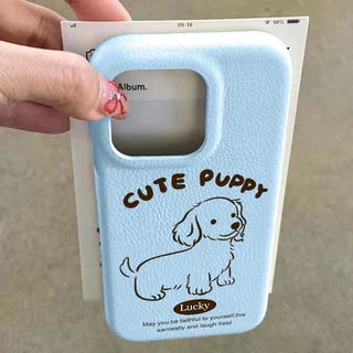 Iphone 16 15 14 13 12 11 Pro Max X Xr Xs Max เคสโทรศัพท์เส้นน่ารักลูกสุนัขสีลูกกวาดหนังนุ่มปกหลัง