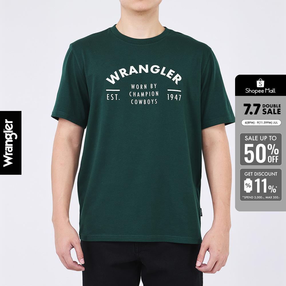 WRANGLER เสื้อยืดแขนสั้นผู้ชาย รุ่น WR S526MTSSF50 สีเขียวเข้ม