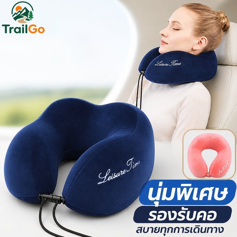 หมอนรองคอสําหรับเดินทางรองรับสูงกํามะหยี่นุ่มซิปล็อคสแน็ปล้างทําความสะอาดได้รถเครื่องบินเรือใช้