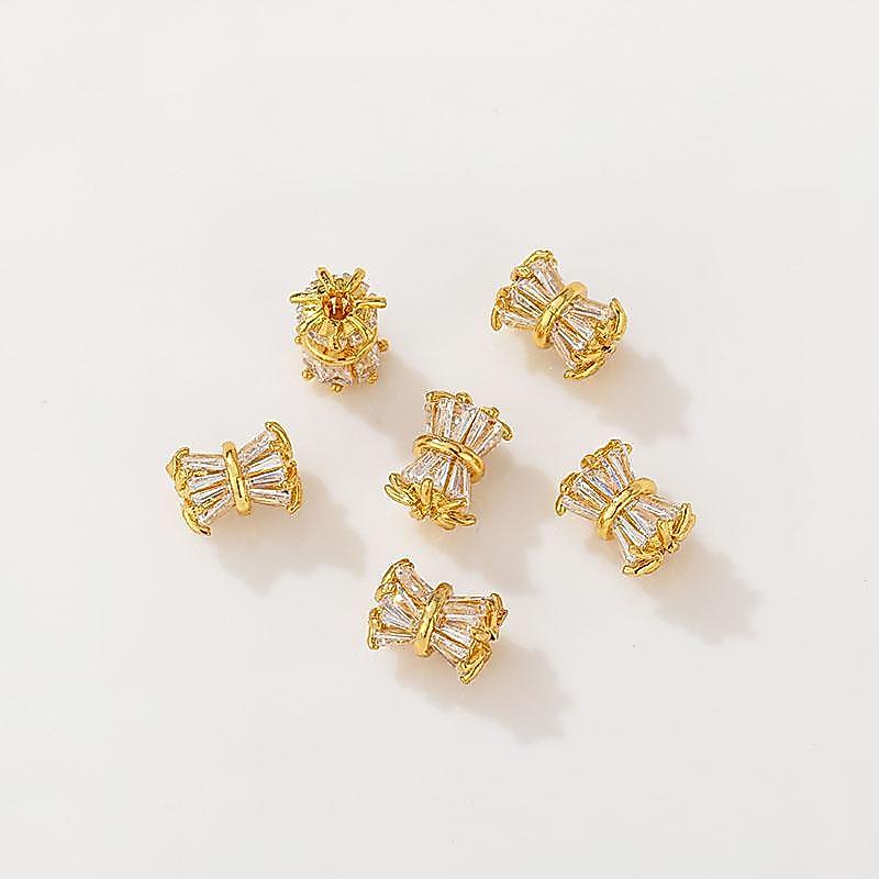 18K Gold-Covered สี Retention Micro-Inlaid Zircon Fengyang Hub Transfer ลูกปัด Spacer ลูกปัดทําด้วยม