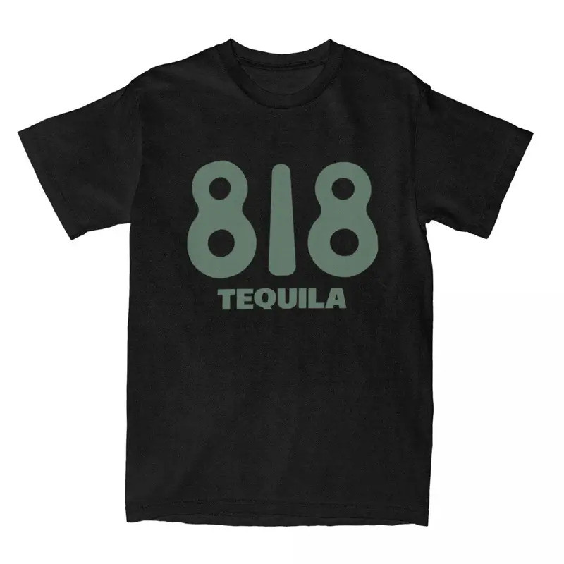 เสื้อยืด 818 Tequila reen Loo สีไวน์ สไตล์ฮาราจูกุ แขนสั้น Y2K เสื้อท็อปส์ลำลอง ผ้าฝ้าย คอกลม ไซส์ให