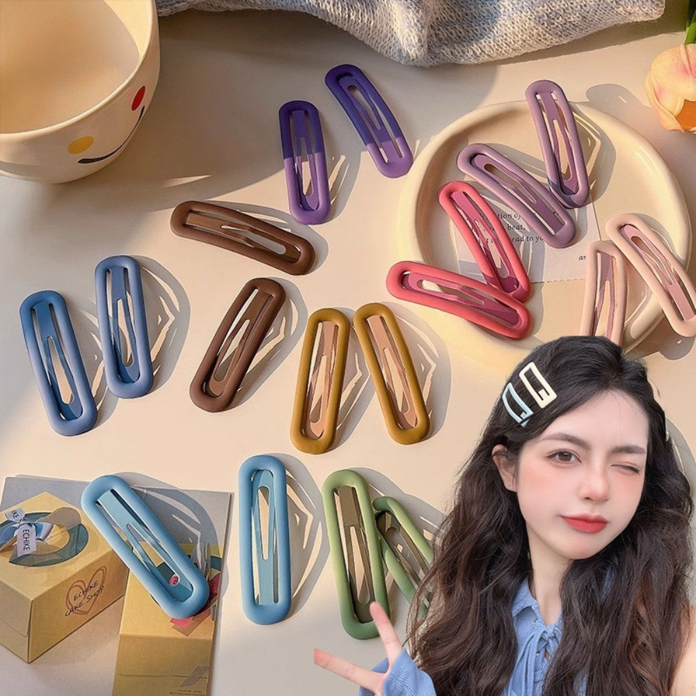 มาการอง กิ๊บติดผมทรงสี่เหลี่ยมเคลือบด้านสําหรับผู้หญิงที่มีผมม้าอเนกประสงค์และหัก Bb คลิปเครื่องประดับผม