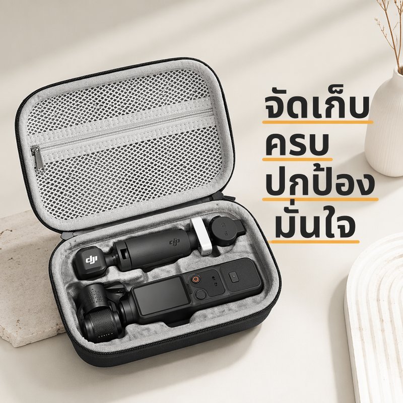 เคสแข็งพกพา DJI Osmo Pocket 4 กระเป๋าเก็บกล้อง กันกระแทก กันน้ำ กันฝุ่น ช่องจัดระเบียบ