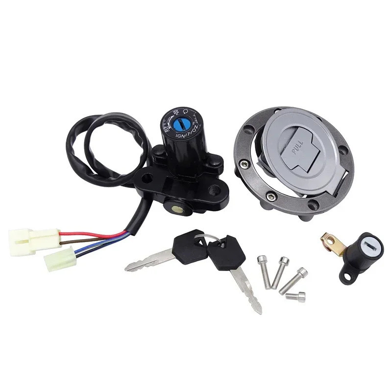 CC Motorcycle Ignition Switch Lock Fuel Gas Cap with 2 Key Set For Yamaha MT03 06-12 YZF R6 R1 XJ6 F