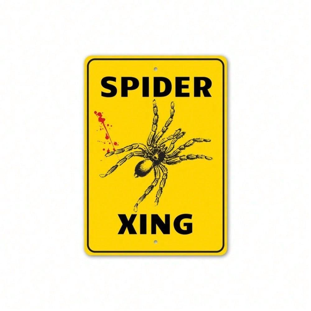 HELLOYOUNG Gothic Halloween Spider Web ป้ายโลหะ Spooky Decor สําหรับลานกลางแจ้ง