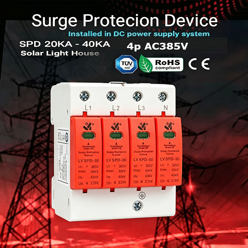 SPD AC 3P/4P ป้องกันฟ้าผ่า surge protective  Device  พร้อมส่งที่ไทย
