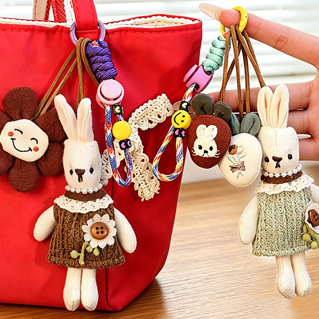 Mori Handmade ผ้ากระต่ายน่ารักกระเป๋า Charm การ์ตูนจี้ตุ๊กตาแฟชั่นพวงกุญแจ