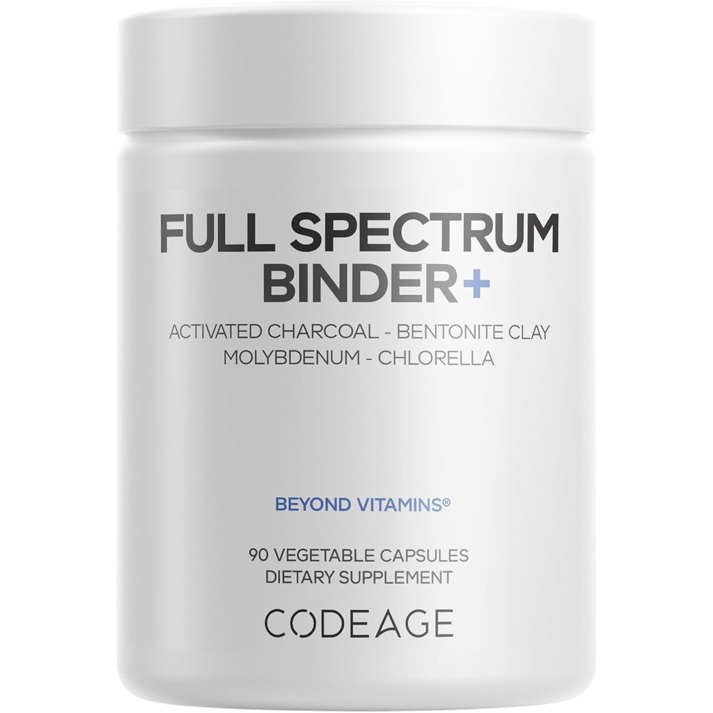 Codeage Binder + Systemic Binder Supplement - Activated Charcoal Pills, Bentonite Clay Mineral Powde