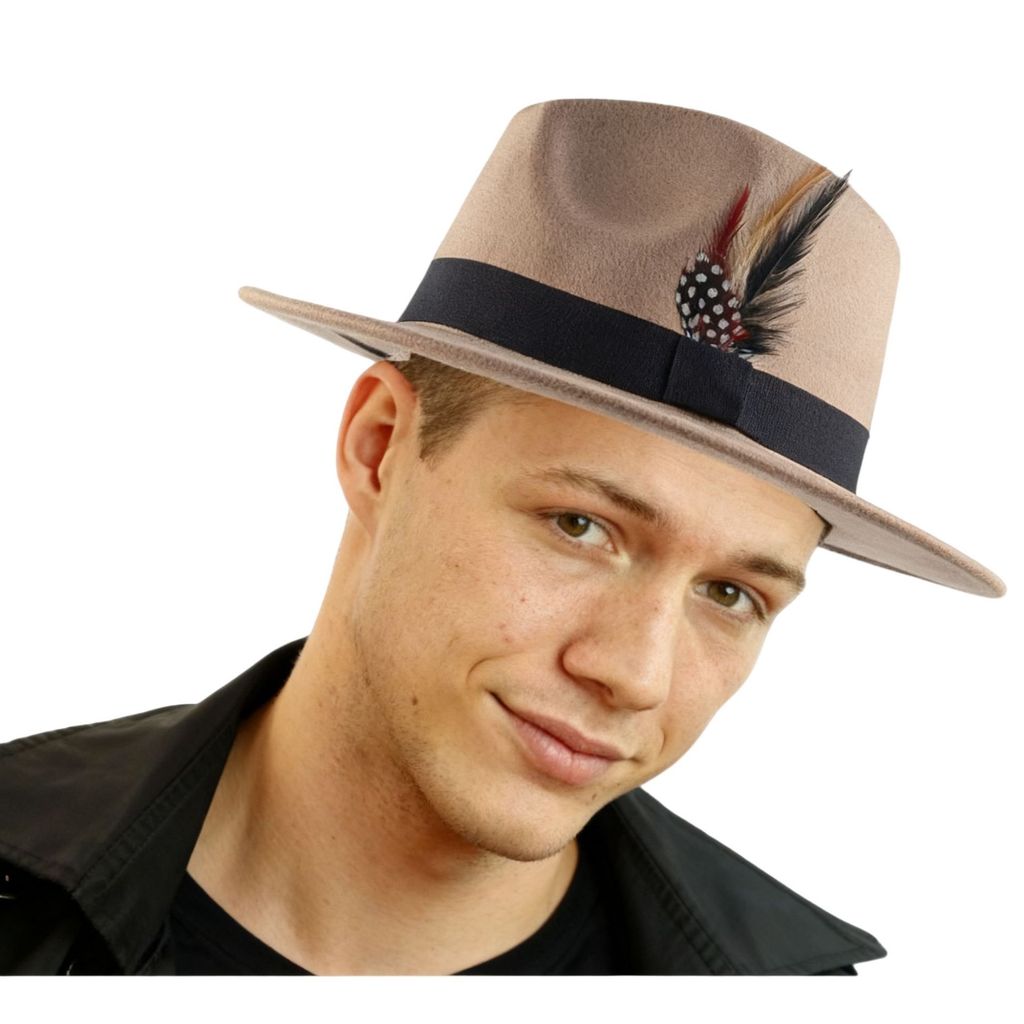 Autumn and winter woolen fedora for women, British retro style, curved brim jazz hat, men's casual f
