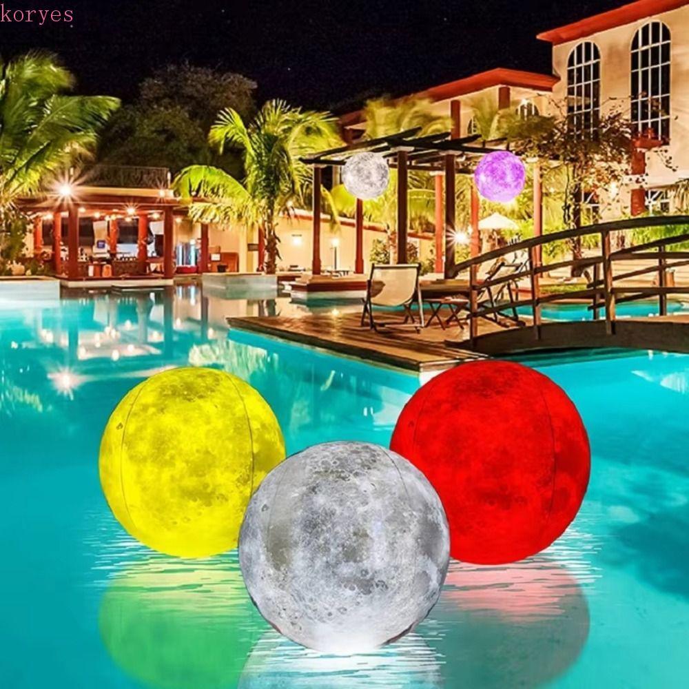 KORYES Inflatable Moon Ball, PVC 40 ซม.16 สี LED Light Ball, ของเล่นน้ําหนักเบา Moon-Shaped กันน้ํา 