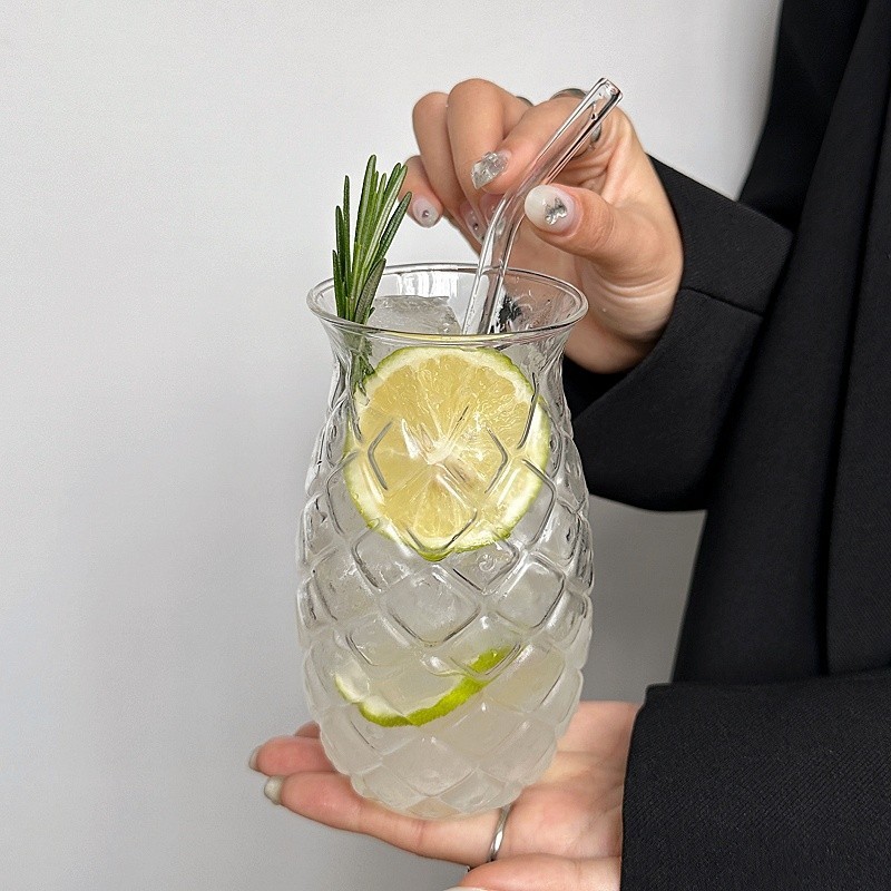 Creative Influencer Ice American Pineapple Cocktail Glass Creative นูนน้ําผลไม้แก้ว Bartending Bubbl