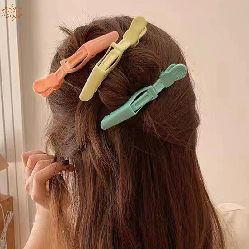 Ank 6 ชิ้นจระเข้คลิปผมกว้างฟันแบ่งกรงเล็บผมสําหรับผู้หญิงสาว Hairdressing Bangs Fixing ใช้ทุกวันอุปกรณ์เสริม EN