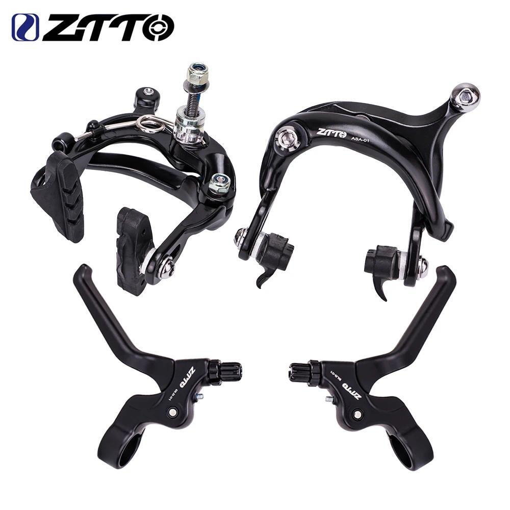 ZX ZTTO Bike Brake Caliper Brake Lever Set Line PullingAluminum Alloy C Brake Shoes Caliper For Fold
