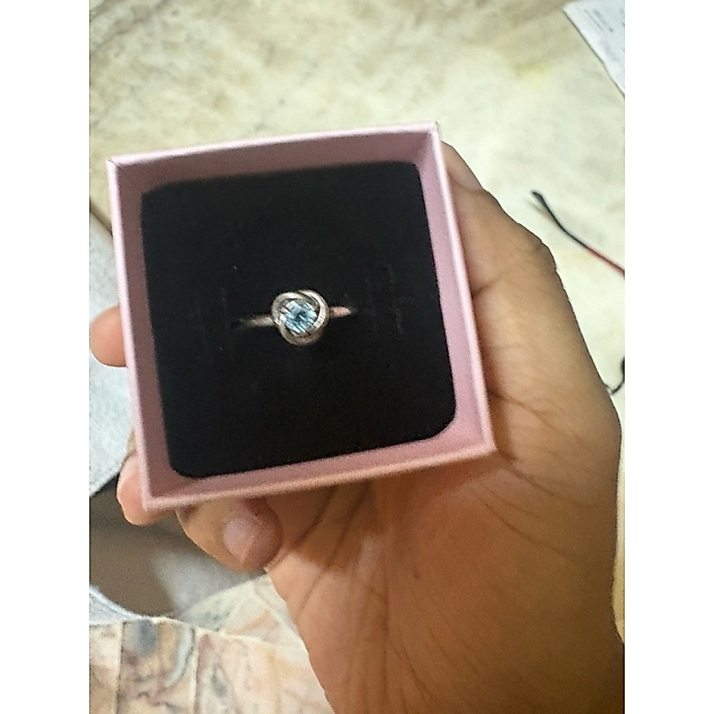 Pandora Sea Aqua Blue Eternity Circle Ring มีนาคม Birthstone 48mm