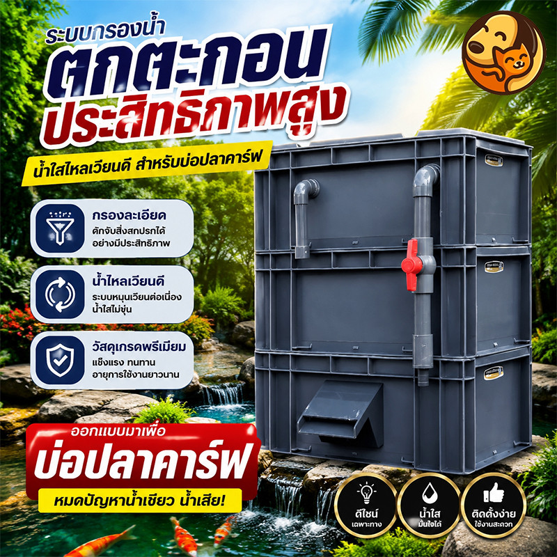 กล่องกรองน้ำตกสำหรับตู้ปลา กรองมูลปลาและสิ่งสกปรกได้ดี ใช้ได้กับตู้ปลาและบ่อปลา ช่วยทำให้น้ำสะอาด เพิ่มออกซิเจนในน้ำ
