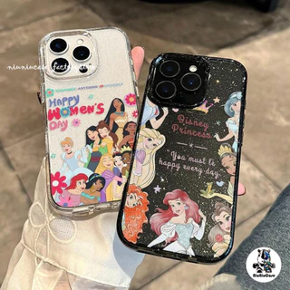 เคส For iPhone 16 เคสไอโฟน11 ใสแวววาวด้วย TPU นุ่มๆ สีสันสดใส พร้อมดอกไม้เจ้าหญิงแสนสวย For iPhone12 15 14 13 Pro max
