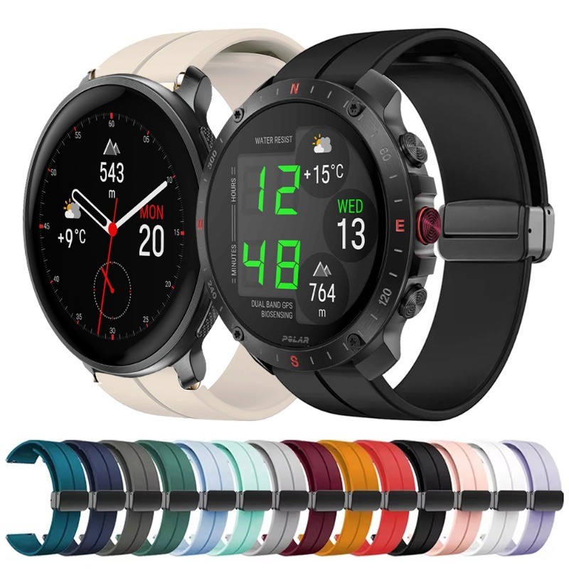20 มม.22 มม.ซิลิโคนสําหรับ Polar Vantage M3 M V2 V3 Magnetic Buckle Sport Band สําหรับ Polar Ignite 