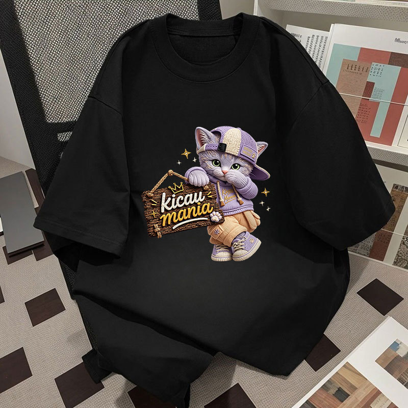 220G เสื้อยืดผ้าฝ้าย 100%SG Baju เสื้อยืด Wanita Kicau Mania การ์ตูนตัวอักษรออกแบบแขนสั้นผู้ใหญ่ S-3