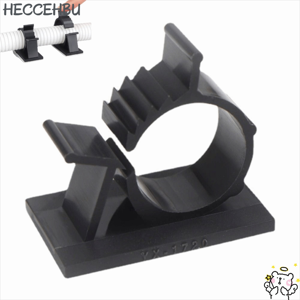 HECCEH31 10 ชิ้นยึดสายไฟ,พลาสติก Self-Adhesive Cable Organizer คลิป,เครื่องมือฟรีการติดตั้ง R-Shaped Clamp ปรับสายไฟคลิปการจัดการ
