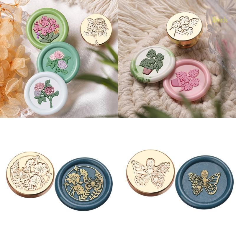 Dark Flower Series Wax Seal Stamp สําหรับซองจดหมายงานแต่งงานหัวทองเหลืองซีล Wax Stamp