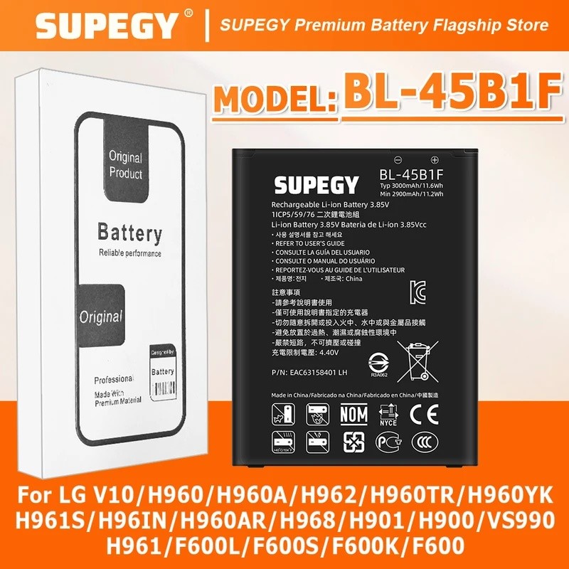 100% แบตเตอรี่ใหม่ BL-45B1F สําหรับ LG V10/F600/Stylo 2/LS775/LS775/VS835/K540/L82VL/Stylus 2 Plus แ