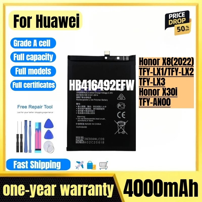 HB416492EFW สําหรับ Huawei Honor X8 (2022)/TFY-LX1/TFY-LX2/TFY-LX3/Honor X30i/TFY-AN00 โทรศัพท์เปลี่