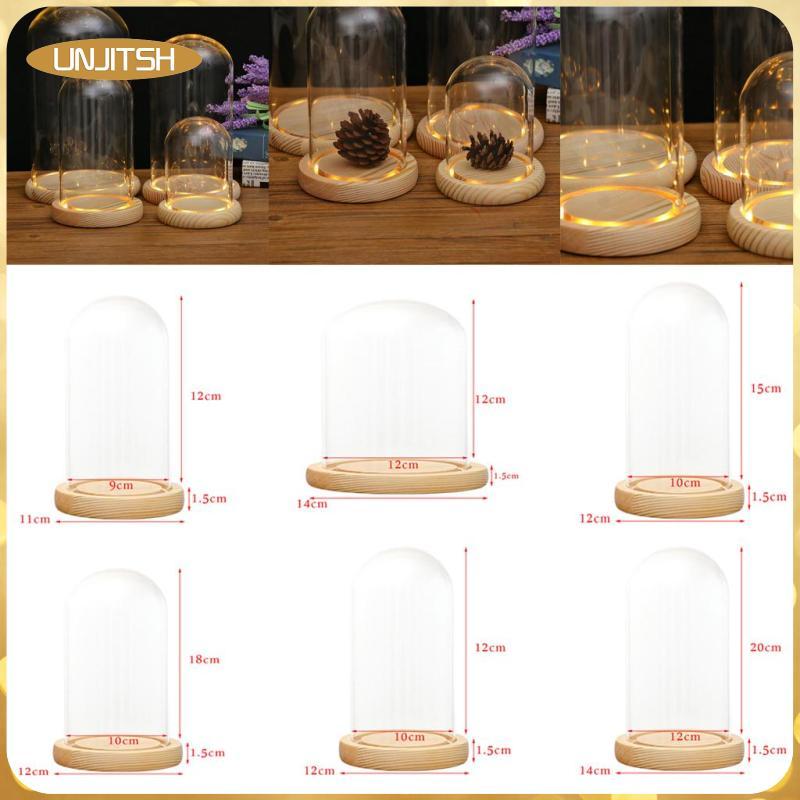 [unjitsh] ฐานไม้โดมแก้วพร้อมไฟ LED ของขวัญวันเกิดตกแต่งห้องนอน