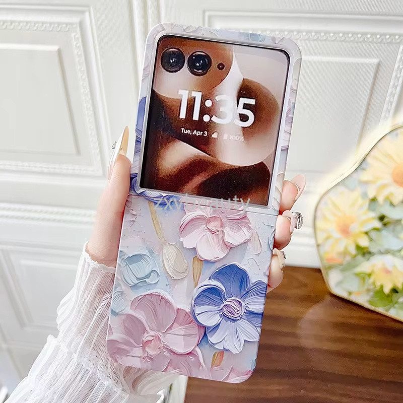 สําหรับ Samsung Galaxy Z Flip 8 7 6 5 5G 2026 กรณีนูนสีน้ําดอกไม้ป้องกันกรณีสําหรับ ZFlip Flip8 Flip7 Flip6 Flip5 ปกหลัง
