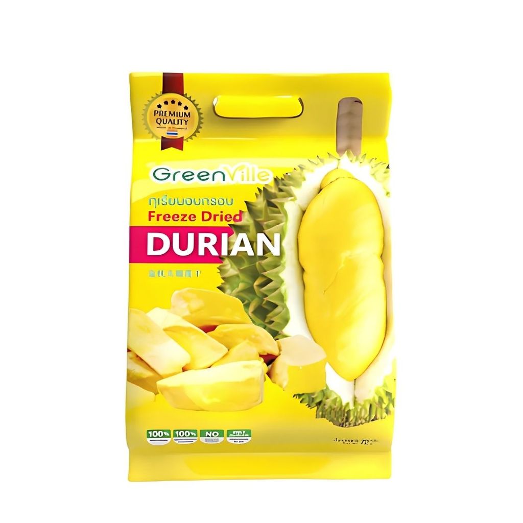 กรีนวิลล์ ทุเรียนหมอนทองอบกรอบ Freeze-Dried Monthong Durian 72g.