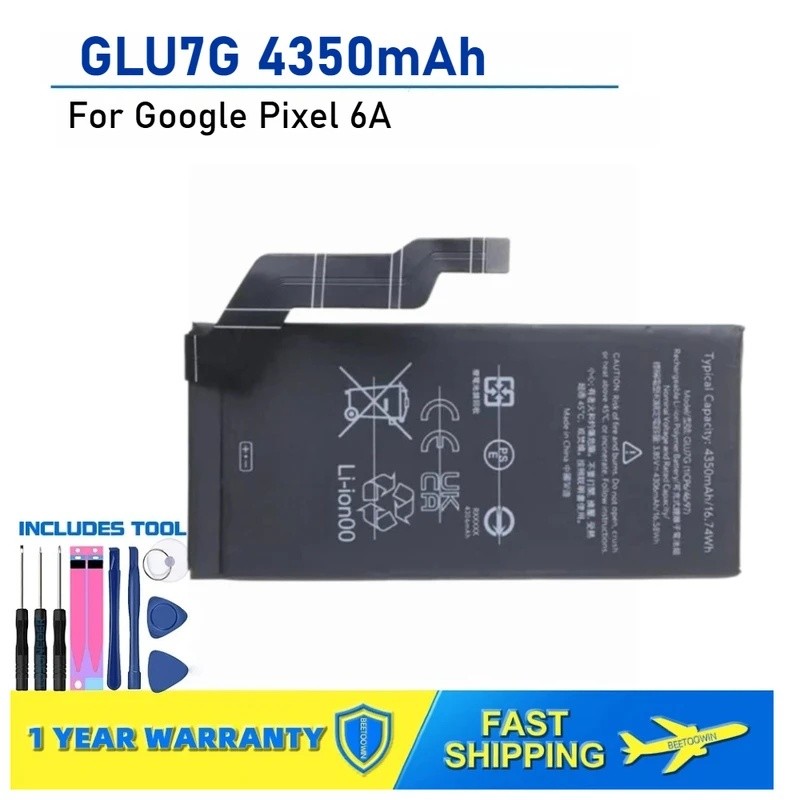 GLU7G 4350mAh แบตเตอรี่สําหรับ HTC Google Pixel 6A แบตเตอรี่โทรศัพท์ทดแทน