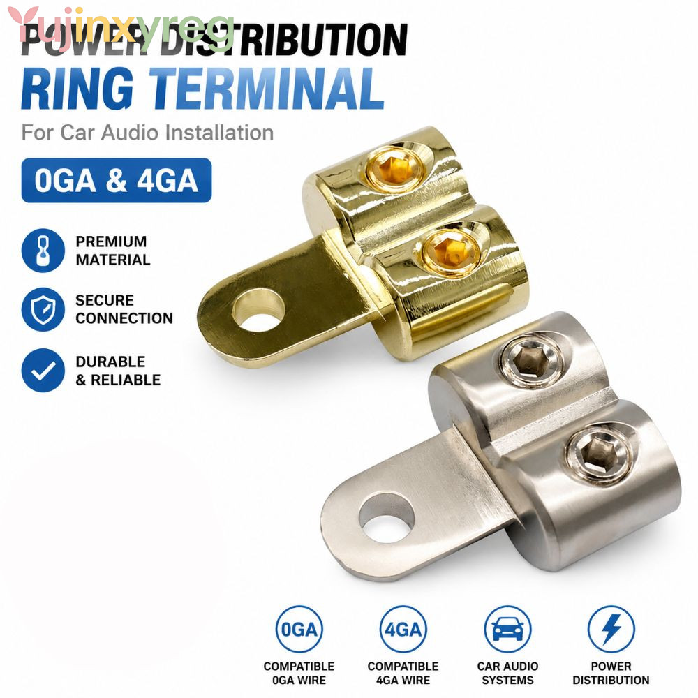 YUJINPH ขั้วต่อเครื่องเสียงรถยนต์, 0GA 4GA ทองเหลือง Amp Input Reducer, O-Type Power Connector