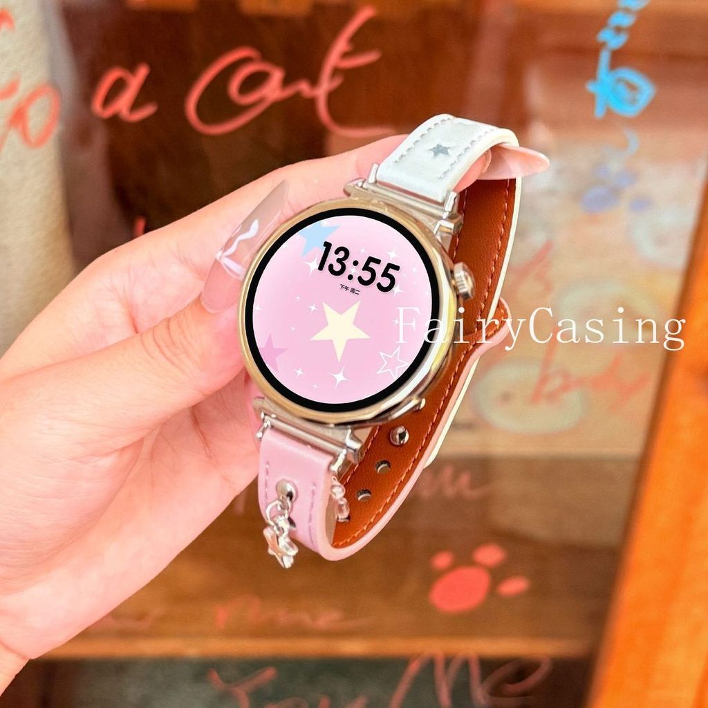 18 20 22 มม.Star แกะสลักหนังสําหรับ Samsung Galaxy Watch 8 7 FE 6 4 Classic 5 Pro 40 44 มม.สร้อยข้อมือสายรัดข้อมือ