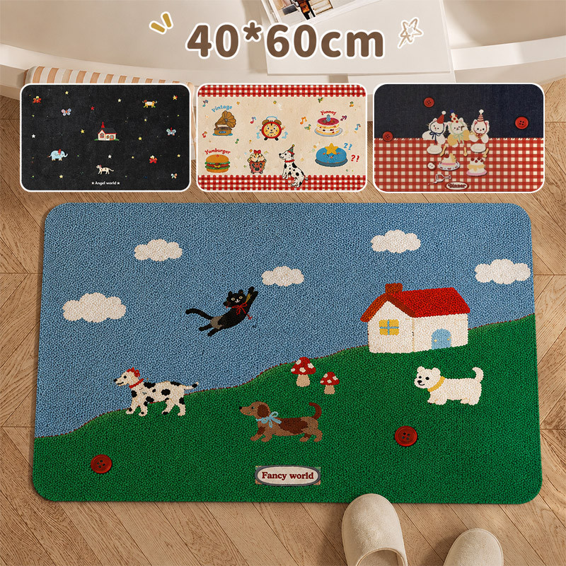 พรมเช็ดเท้าห้องน้ำ พรมไดอะตอม 40*60cm ดีไซน์การ์ตูนวินเทจสไตล์เกาหลี ดูดซับน้ำดี กันลื่น ทนคราบสกปรก ห้องน้ำและห้องครัว