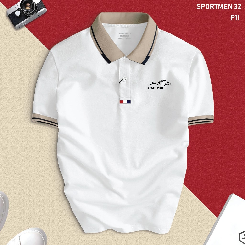 [SPORTMEN 32] คอลเลกชันเสื้อโปโลสําหรับบุรุษและสตรี Unisex พร้อมคอปกทรงเข้ารูป ผ้ายืด 4C สุดเท่ ไม่ม