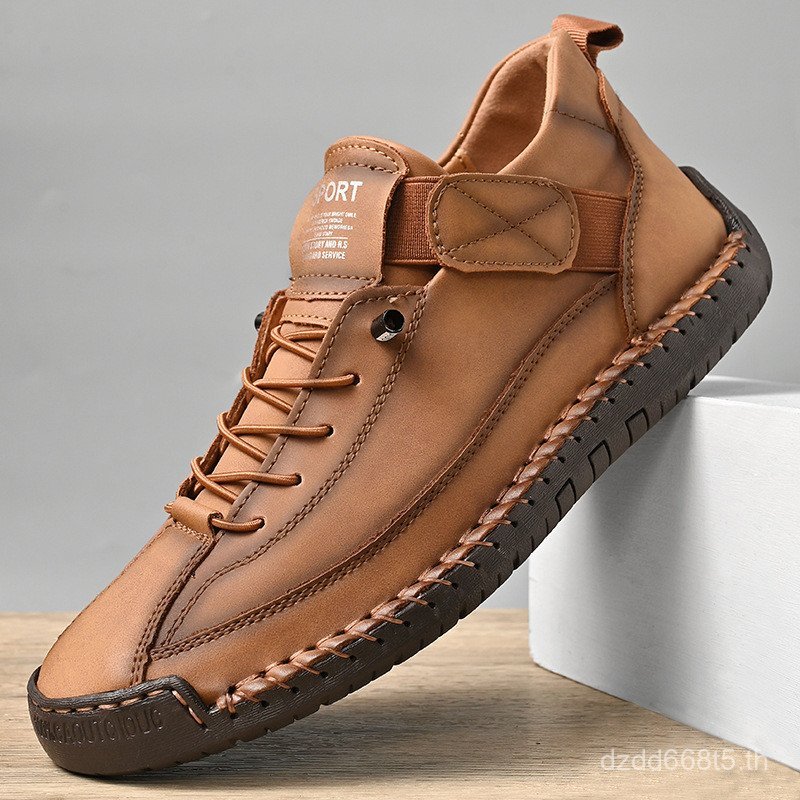 36-48 รองเท้าหนังขนาดใหญ่ผู้ชาย Mid-Top Martin Boots Outdoor Casual Workwear เย็บรองเท้าผู้ชาย F1XF