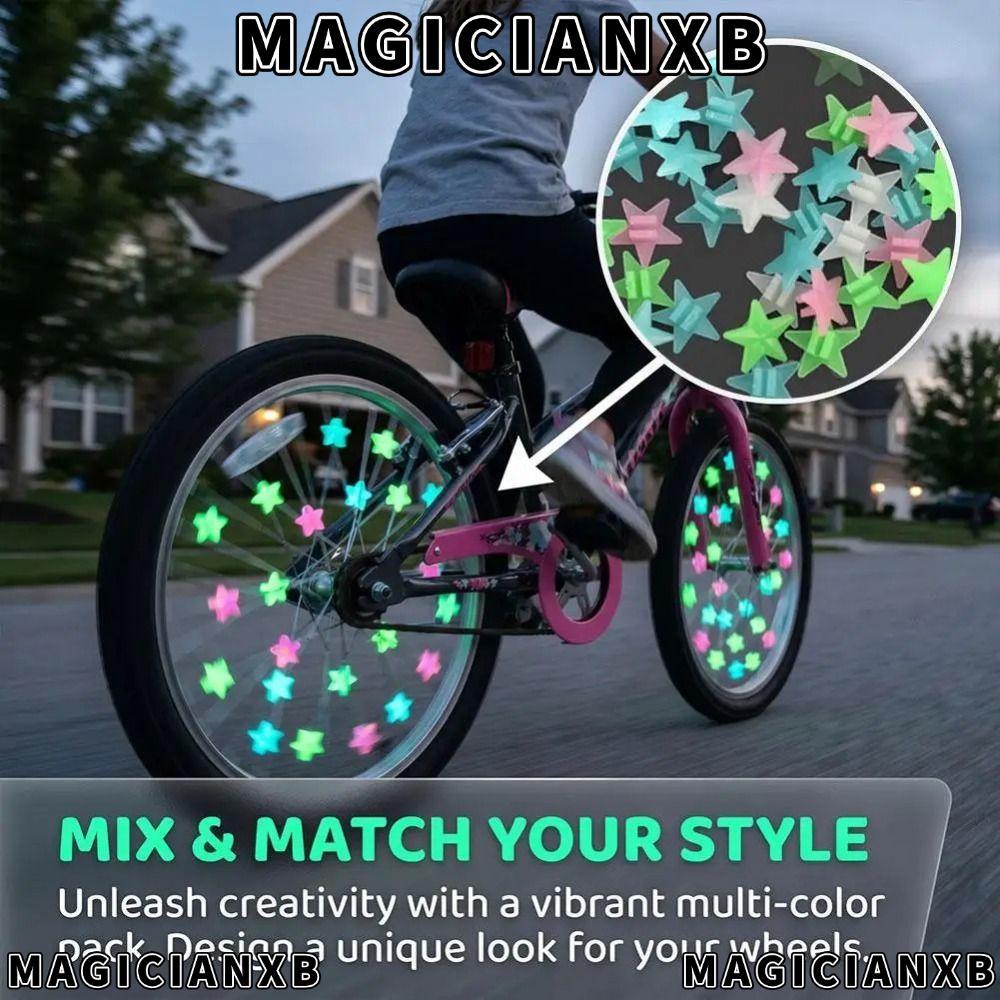 MAGICIANXB 36pcs Star ล้อหัวนม,สะท้อนแสง Glowable เด็กจักรยาน Spoke ลูกปัด, Creative Glow in Dark We