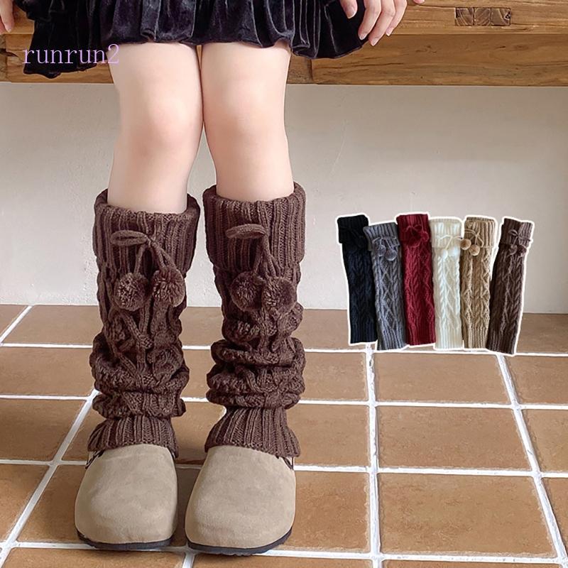 RUN Girls Stylish Sweet ถักถุงเท้า Cosy สบายขาอุ่นแฟชั่น Legwear สําหรับสวมใส่ทุกวันงานปาร์ตี้