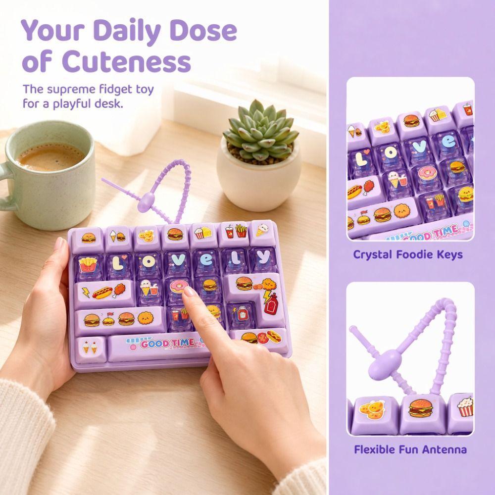 LILYES Decompression Button Toy, 26-Key Transparent Dual-Tone Mini Keyboard Pendant, Bag Pendant Toy