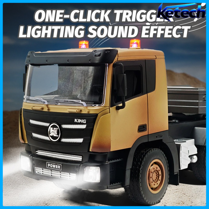 Delin 1318 9 ช่อง RC Flatbed Trailer จําลองวิศวกรรมยานพาหนะไฟฟ้ารีโมทคอนโทรลของเล่นรถบรรทุกสําหรับขอ