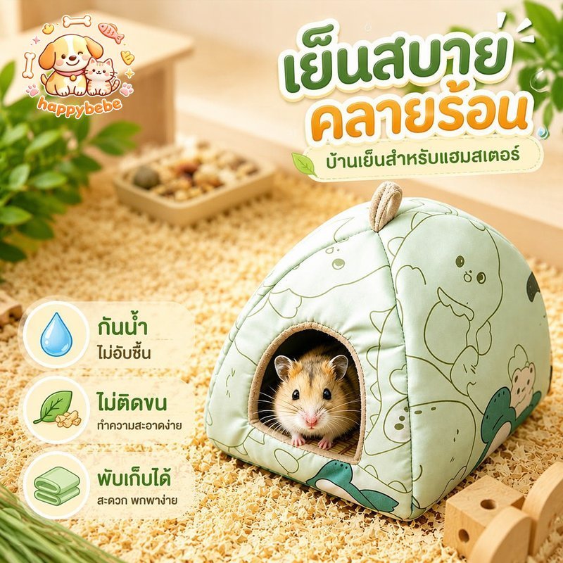 ที่นอนแฮมสเตอร์ บ้านนอนสัตว์เล็ก กันน้ำ เย็นสบาย ระบายอากาศ ไม่ติดขน พับได้ มีตะขอแขวน