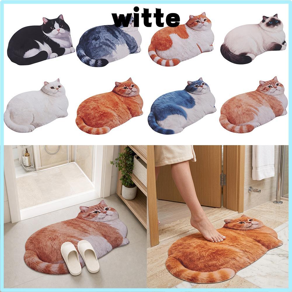 WITTE พรมห้องน้ําดูดซับน้ํา40*60ซม. พรมปูพื้นแมวน่ารักแมวสยามเหมือนจริง/แมวสีส้มลื่นด้านล่างนุ่มประตูพรมขนาดเล็กโต๊ะข้างเตียง