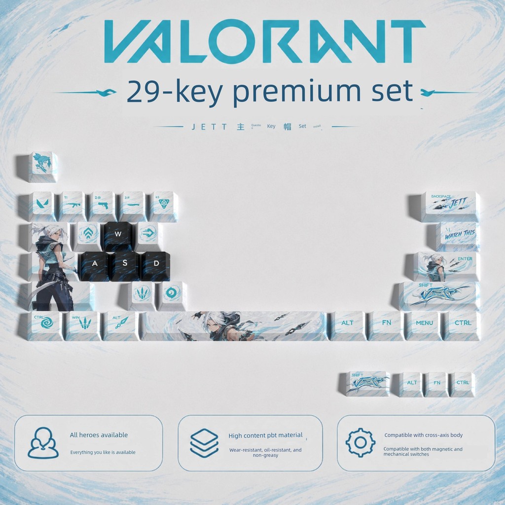 keycap valorant Keycaps DIY Fearless Contract 29-Key Premium Keycap VALORANT Theme Game Keycap PBT S