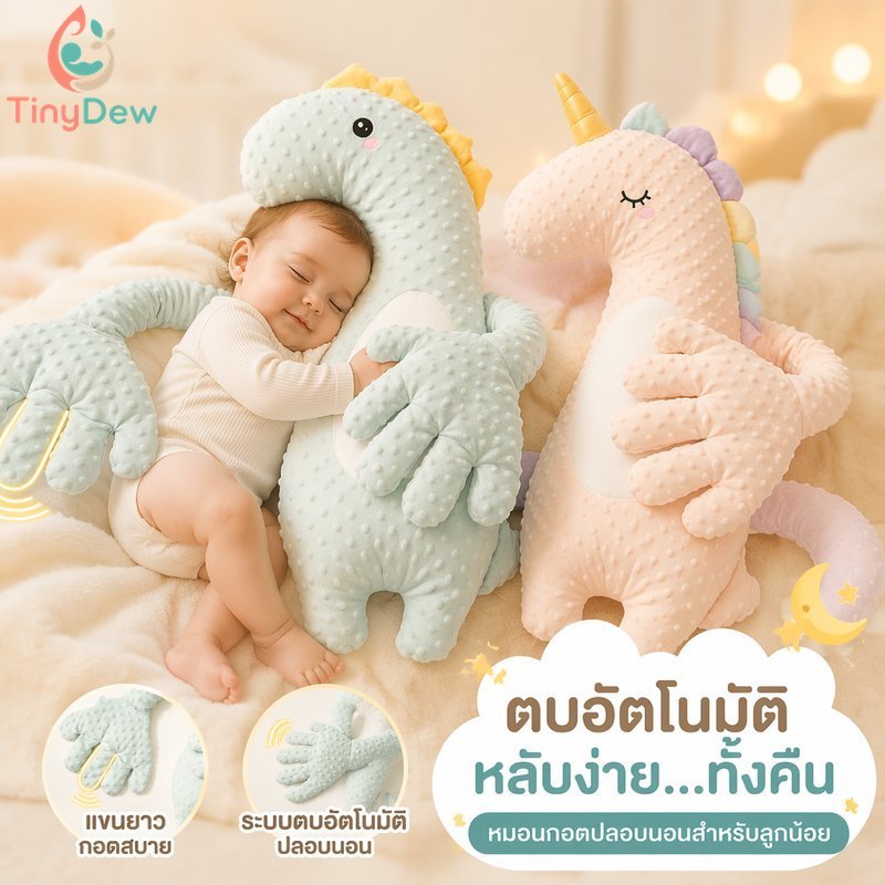 หมอนตบไฟฟ้า Baby Sleep Soothing Anti Startle ตุ๊กตาหมอนข้างไดโนเสาร์ยูนิคอร์น